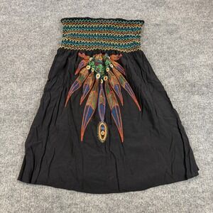 Poetry Clothing Embroidered Smocked Tube Top Black Sz Medium Boho Whimsigoth